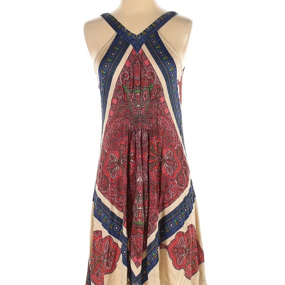 Anthropologie Leif Notes Diamondflower Mini Dress Bohemian Scarf Print XS S NWOT - Picture 2 of 3